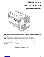 Предварительный просмотр 1 страницы Hitachi HV-D25 Operation Manual