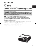 Hitachi Illumina PJ-TX10 User Manual preview