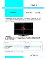 Предварительный просмотр 1 страницы Hitachi L32A403 - 31.51" LCD TV Service Manual