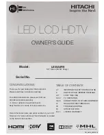 Hitachi LE32E6R9 Owner'S Manual preview