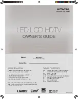 Preview for 1 page of Hitachi LE55V707 Owner'S Manual