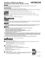 Предварительный просмотр 1 страницы Hitachi PC-AR Installation & Maintenance Manual