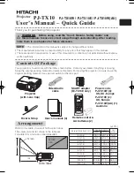 Предварительный просмотр 2 страницы Hitachi PJTX10E User Manual