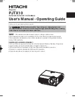 Предварительный просмотр 11 страницы Hitachi PJTX10E User Manual