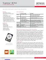 Предварительный просмотр 1 страницы Hitachi Travelstar 2.5-INCH HTS547575A9E384 Datasheet