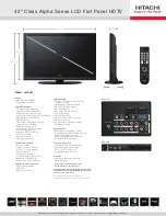 Предварительный просмотр 1 страницы Hitachi UltraVision L42A403 Specifications