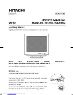 Preview for 1 page of Hitachi V810 User Manual