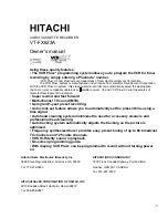 Hitachi VT-FX623A Owner'S Manual preview