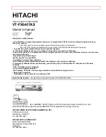 Hitachi VT-FX6407AS Owner'S Manual preview