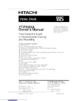 Hitachi VT-FX665A Owner'S Manual preview