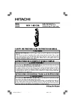 Hitachi WH 14DCAL Safety Instructions And Instruction Manual preview