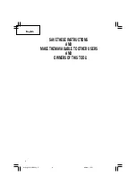 Предварительный просмотр 8 страницы Hitachi WH 14DCAL Safety Instructions And Instruction Manual