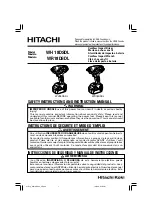 Preview for 1 page of Hitachi WH 18DSDL Safety Instructions And Instruction Manual