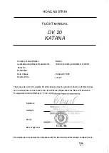 Hoac Austria DV 20 KATANA 1993 Flight Manual preview