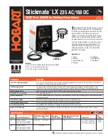 Hobart Welding Products LX 160 DC Specification Sheet preview