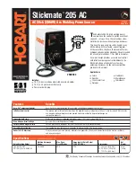 Hobart Welding Products Stickmate 205 AC Specification Sheet предпросмотр