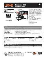 Hobart AC Generator/AC Welder Champion 4500 Specifications preview