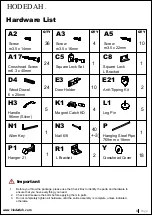 Preview for 4 page of Hodedah HI1116-F Assembly Instructions Manual