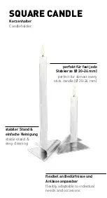 Preview for 2 page of höfats SQUARE CANDLE 00362 Instructions For Use And Care Manual