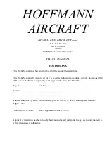 Preview for 1 page of Hoffman DIMONA H 36 Flight Manual