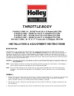 Предварительный просмотр 1 страницы Holley 502-3 Installation & Adjustment Instructions