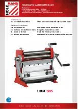 HOLZMANN MASCHINEN UBM305 User Manual предпросмотр