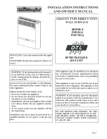 HomComfort DV21L Installation Instructions And Owner'S Manual preview