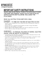 Preview for 2 page of HoMedics HHP-250-CA Instruction Manual And  Warranty Information