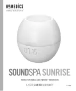 Предварительный просмотр 1 страницы HoMedics SOUNSPA SUNRISE Instruction Manual And  Warranty Information