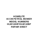 Предварительный просмотр 1 страницы Homelite HLM140HP Repair Sheet