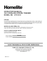 Preview for 18 page of Homelite UT31810 Operator'S Manual