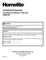 Предварительный просмотр 20 страницы Homelite Vac Attack II ZR08107 Operator'S Manual