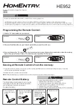 Предварительный просмотр 1 страницы Homentry HE952 Quick Start Manual