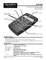 Предварительный просмотр 1 страницы HomePro ZTH100 Operating Instructions Manual