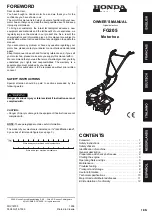 Предварительный просмотр 1 страницы Honda Automobiles FG205 Owner'S Manual