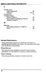 Preview for 87 page of Honda Automobiles HRB215 Harmony Owner'S Manual