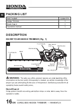 Preview for 16 page of Honda Power Products HHHE61LE Owner'S Manual