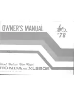 Предварительный просмотр 1 страницы Honda 1978 XL250S Owner'S Manual