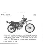 Предварительный просмотр 3 страницы Honda 1978 XL250S Owner'S Manual