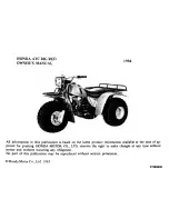 Предварительный просмотр 2 страницы Honda 1984 ATC Big Red Owner'S Manual