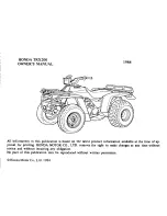 Предварительный просмотр 3 страницы Honda 1984 TRX 200 Owner'S Manual