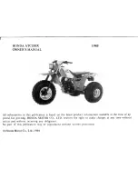 Предварительный просмотр 3 страницы Honda 1985 ATC200X Owner'S Manual