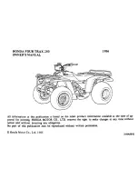 Preview for 2 page of Honda 1986 FOUR TRAX 250 TRX250 Owner'S Manual