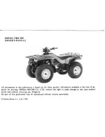 Preview for 3 page of Honda 1986 TRX350 4x4 Owner'S Manual