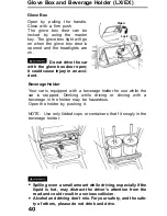 Предварительный просмотр 40 страницы Honda 1991 Accord Coupe Reference Owner'S Manual