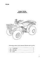 Preview for 3 page of Honda 1995 TRX300 Owner'S Manual