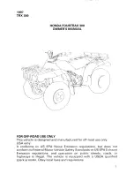 Preview for 3 page of Honda 1997 TRX300 Fourtrax 300 Owner'S Manual