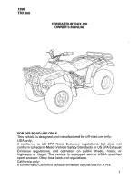 Предварительный просмотр 3 страницы Honda 1998 TRX300 Fourtrax 300 Owner'S Manual