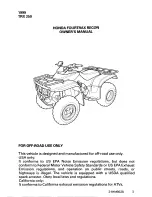 Предварительный просмотр 2 страницы Honda 1999 FourTrax Recon TRX250 Owner'S Manual