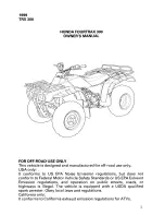 Предварительный просмотр 3 страницы Honda 1999 TRX300 FourTrax 300 Owner'S Manual